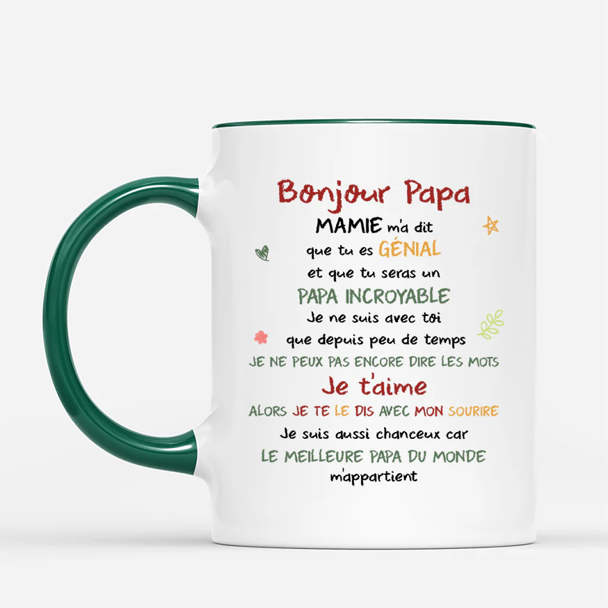 Mug Personnalisé Maman Avec Photo - Bonjour Maman Avec Dessin Crayon - Image 2