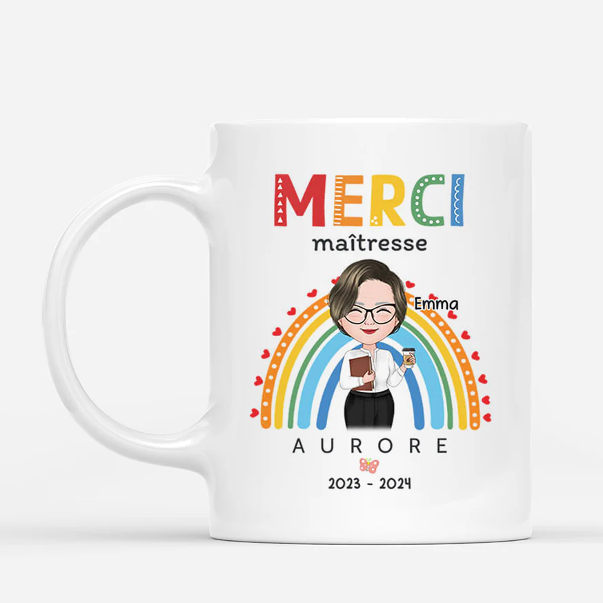 Tasse Personnalisée Merci Maîtresse - Merci Maîtresse Avec Nom