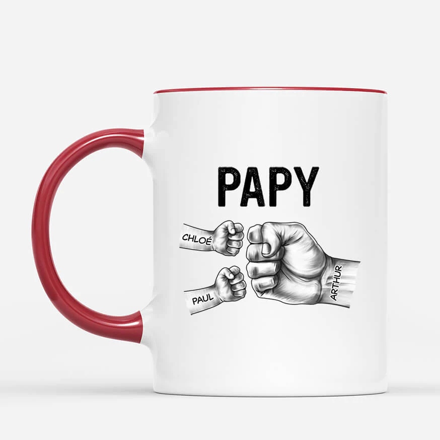 Tasse Personnalisée - Papa Bosses De Poing Monochrome - Image 2