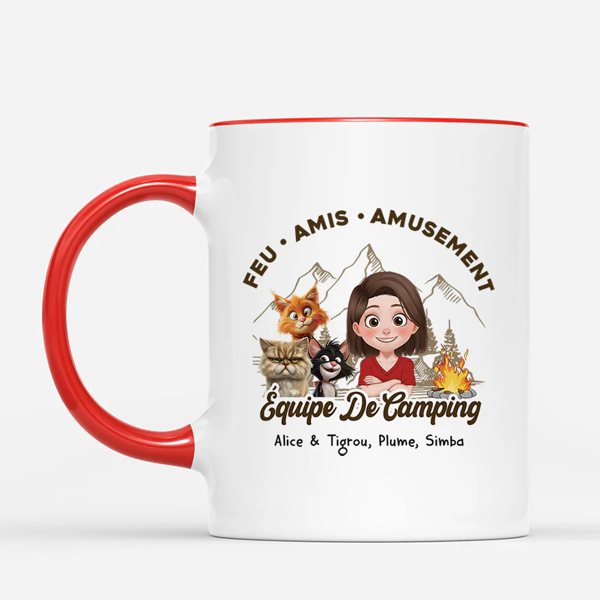 Tasse personnalisée chien et maître – Équipe de camping - Image 2