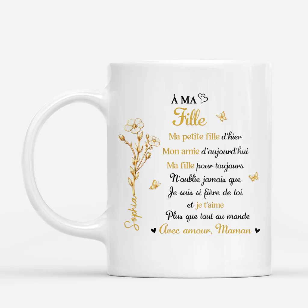 Mug Personnalisé Avec Prénom - À Ma Fille Maman T'aime
