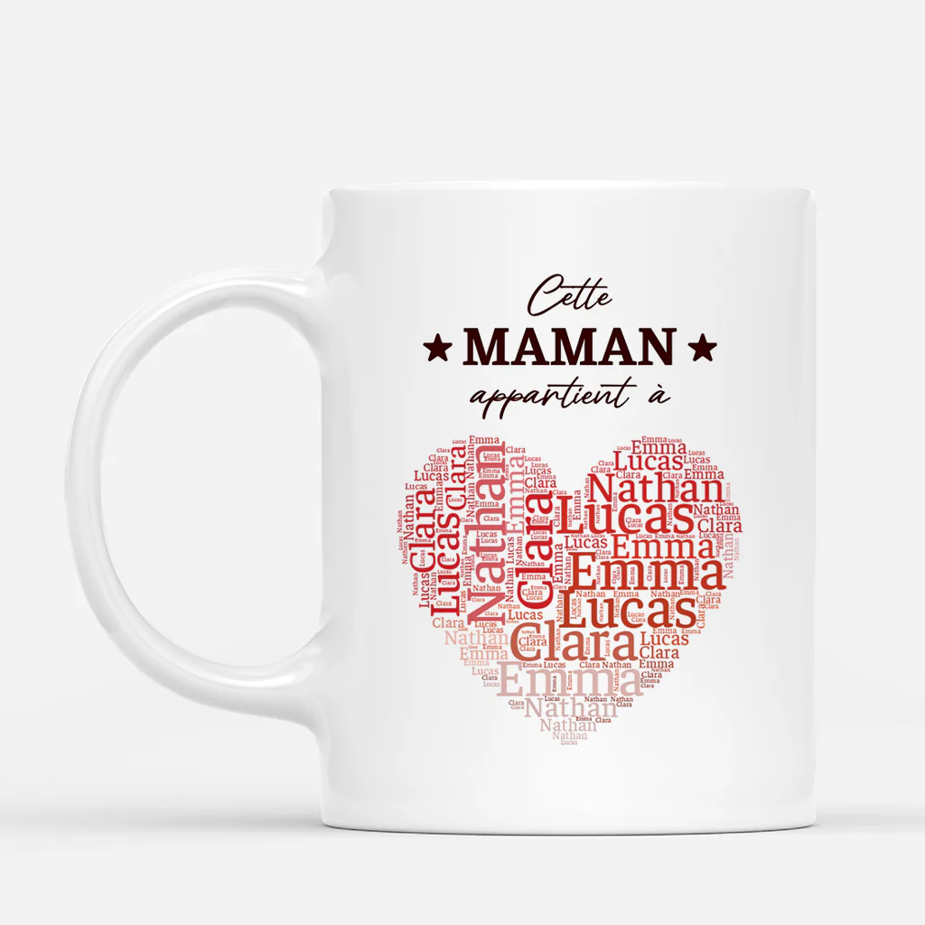 Mug Personnalisé Avec Prénom En Coeur - Ce Papa Cette Maman Appartient À