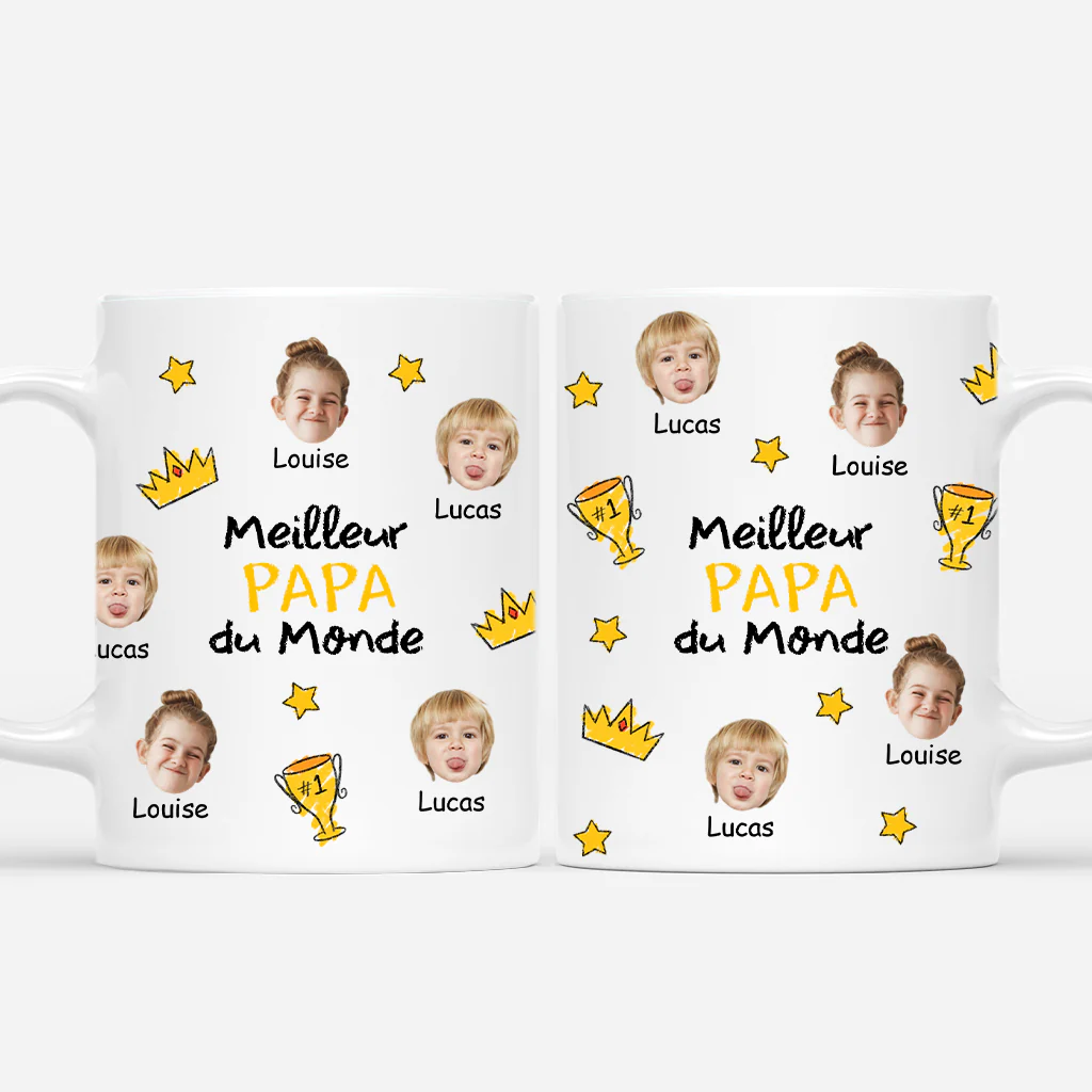 Mug Personnalisé Papa - Le Meilleur Papa Avec Visage