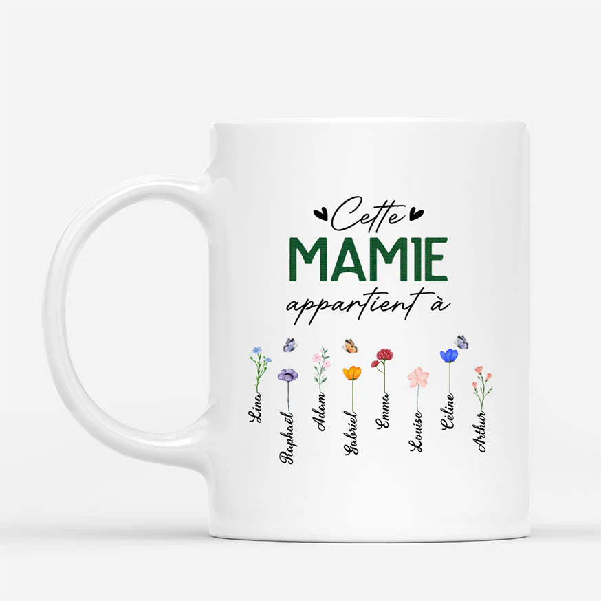 Mug Personnalisé Bonne Fete Mamie Avec Jardin - Maman Mamie Appartient À