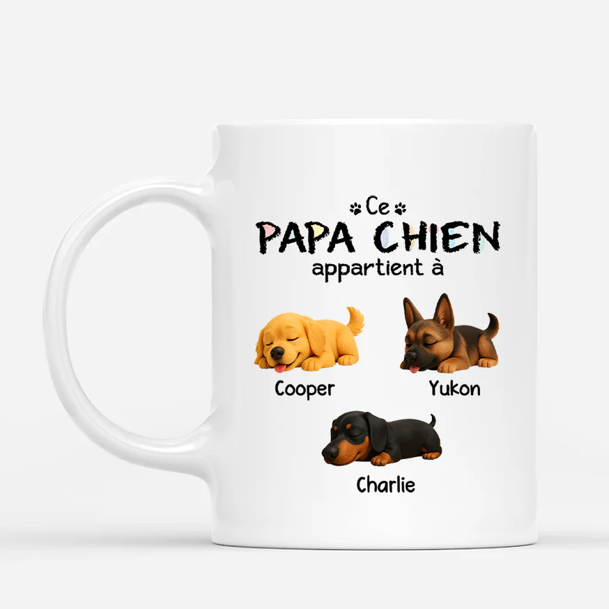 Mug Personnalisé Papa - Ce Papa Appartient À Chiens Dormant