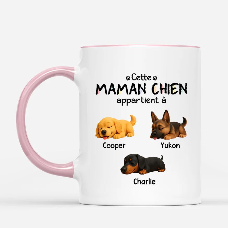 Mug Personnalisé Papa - Ce Papa Appartient À Chiens Dormant - Image 2