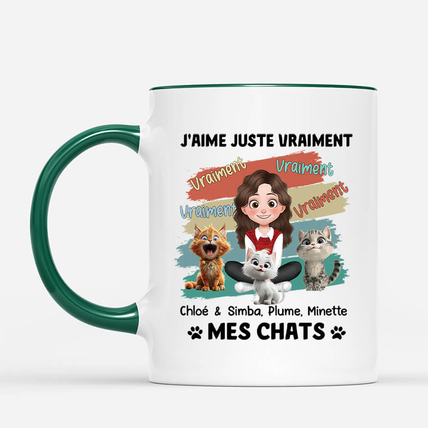 Tasse Personnalisée Avec Chat – J’aime Vraiment Mes Chats - Image 2