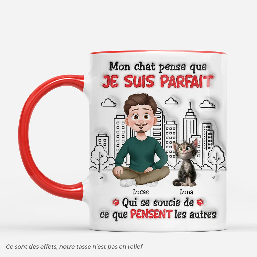 Mug Personnalisé Chat - Mon Chat Pense Que Je Suis Parfait