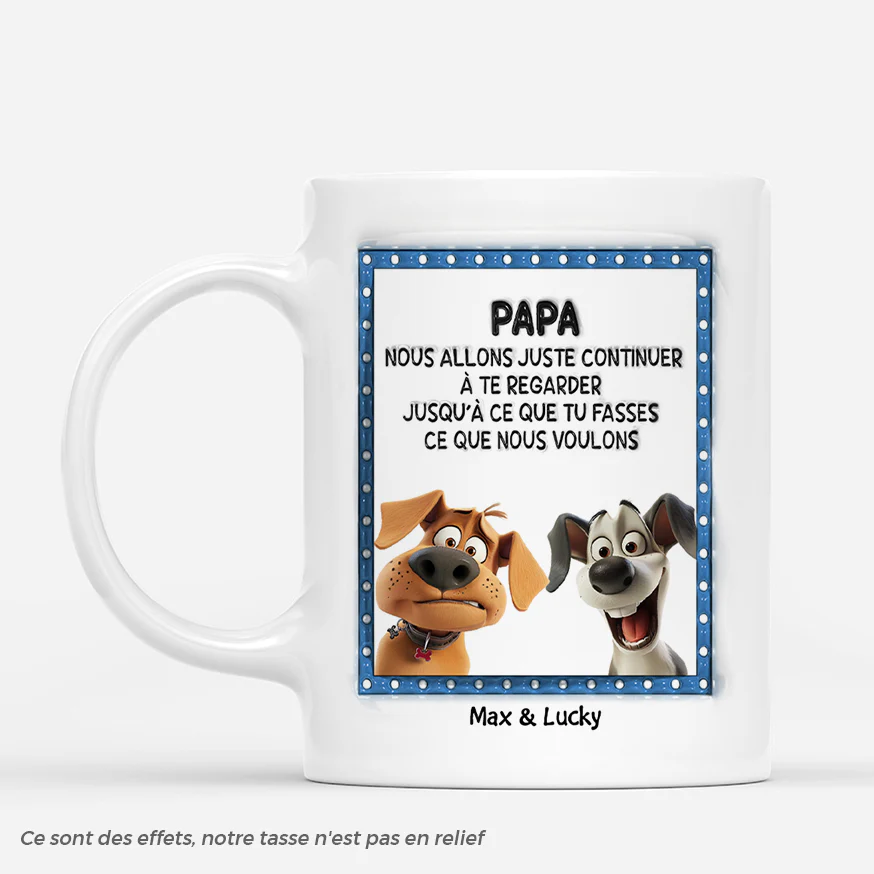 Mug chien personnalisé – Nous allons te regarder | Design Cartoon