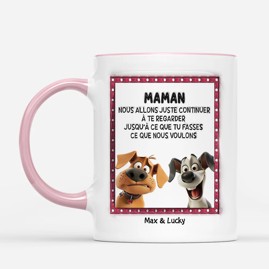 Mug chien personnalisé – Nous allons te regarder | Design Cartoon - Image 2