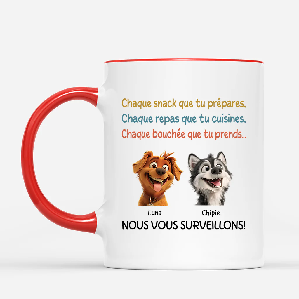 Mug personnalisé chien – Je te surveille | Cadeau Humoristique - Image 2