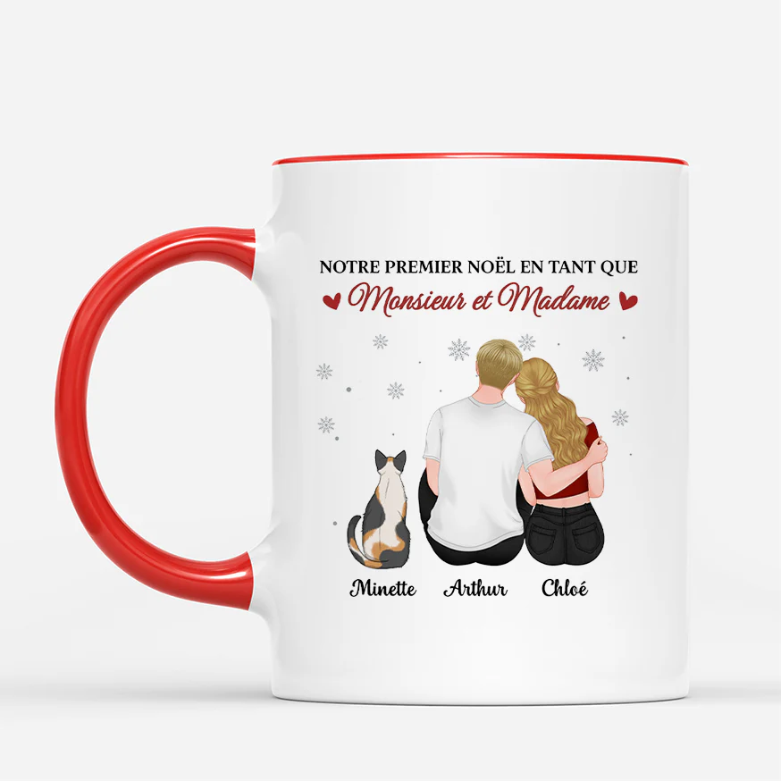 Mug Personnalisé Couple - Notre Premier Noël Avec Le Chat - Image 2