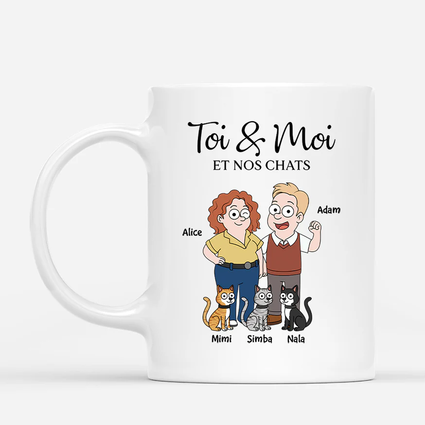 Tasse Personnalisée Chat Couple - Toi, Moi et le Chat