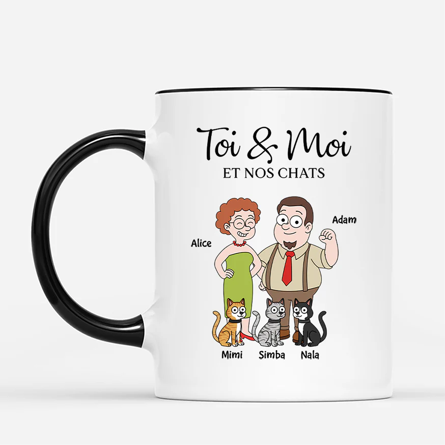 Tasse Personnalisée Chat Couple - Toi, Moi et le Chat - Image 2