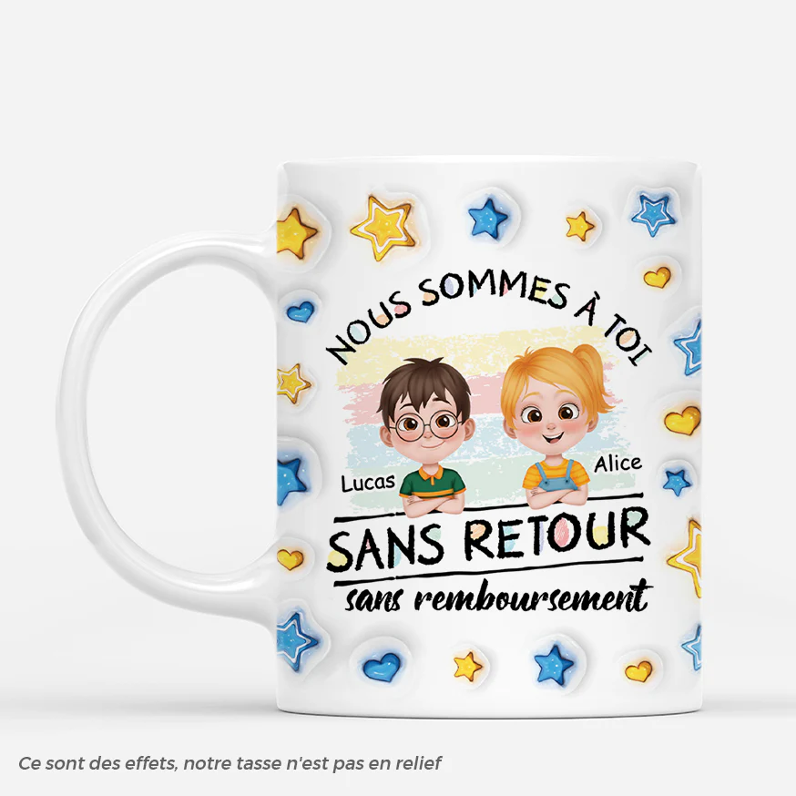 [Effet d'Impression 3D] Mug Personnalisé Papa - Aucun Retour Ni Remboursement