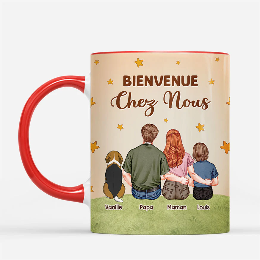 Mug Personnalisé Famille Avec Chat Et Chien – Sous Les Étoiles - Image 2