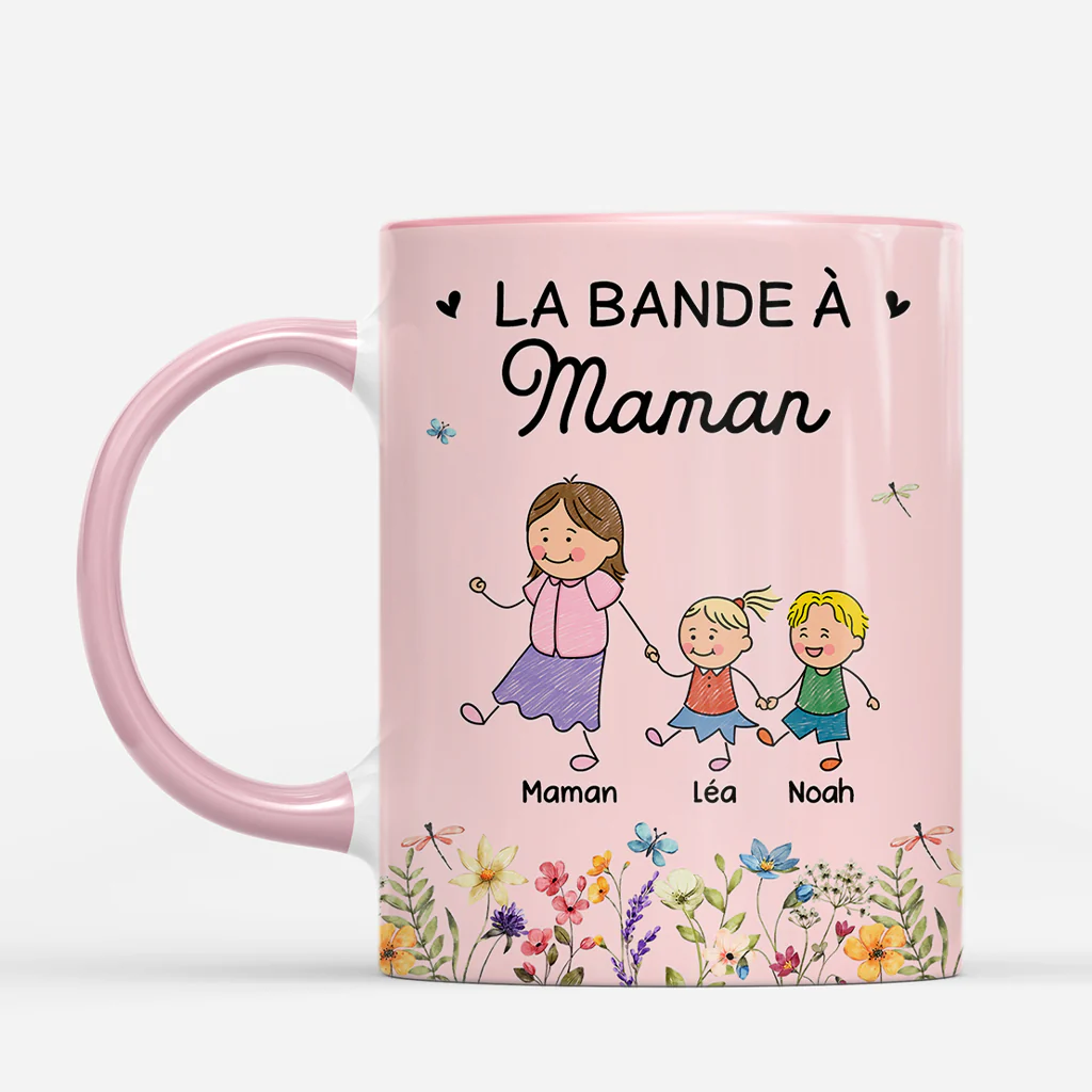 Mug Personnalisé - La Bande À Maman Papa Avec Fleur