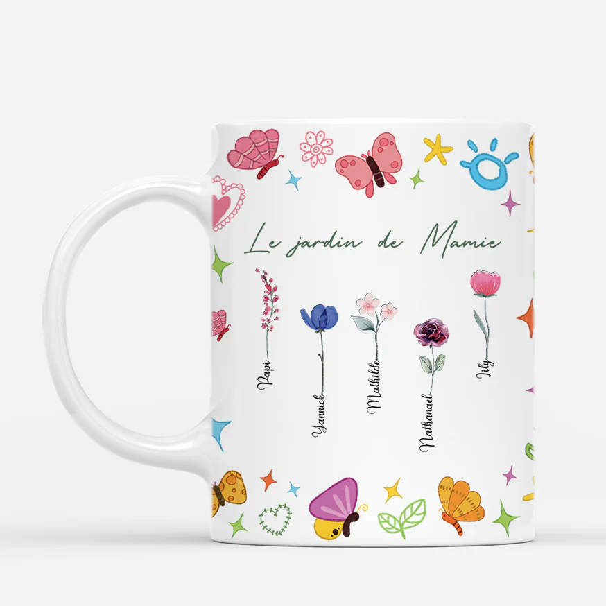 Mug Personnalisé - Le Jardin De Mamie - Dessin Crayon