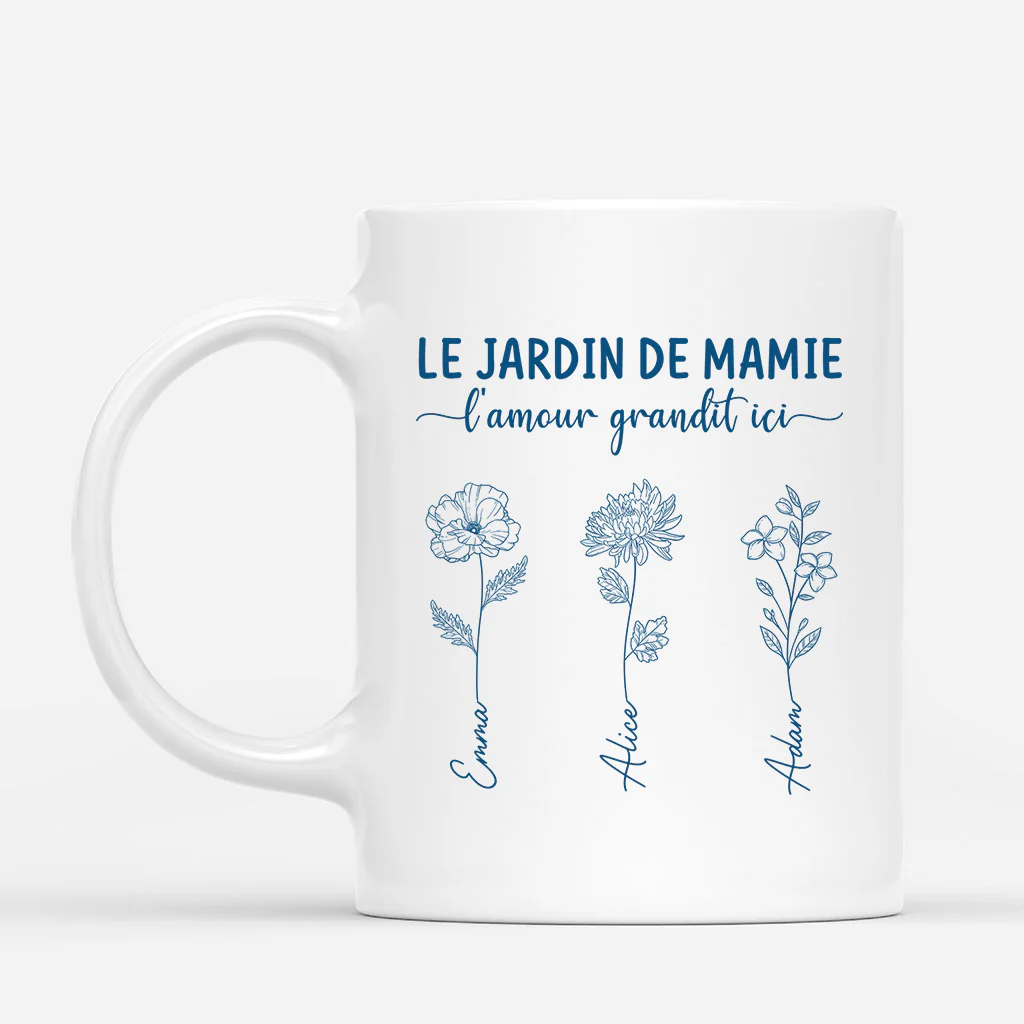 Mug Personnalisé - Le Jardin De Mamie - Version Bleu