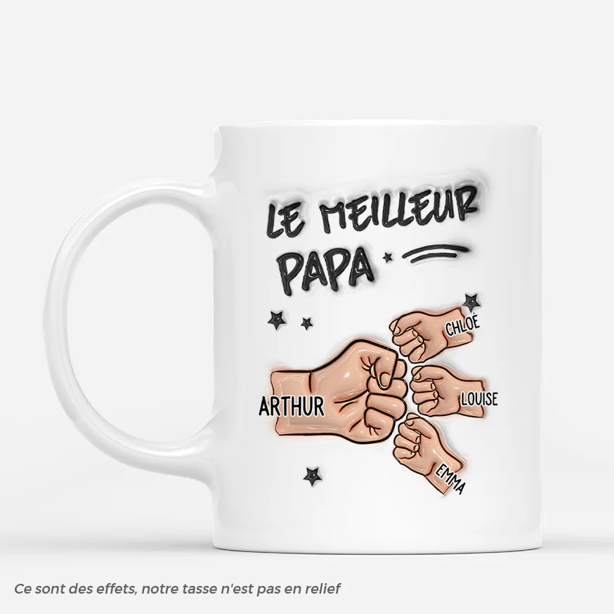 Mug Personnalisé Papa - Le Meilleur Papa Du Monde 3D