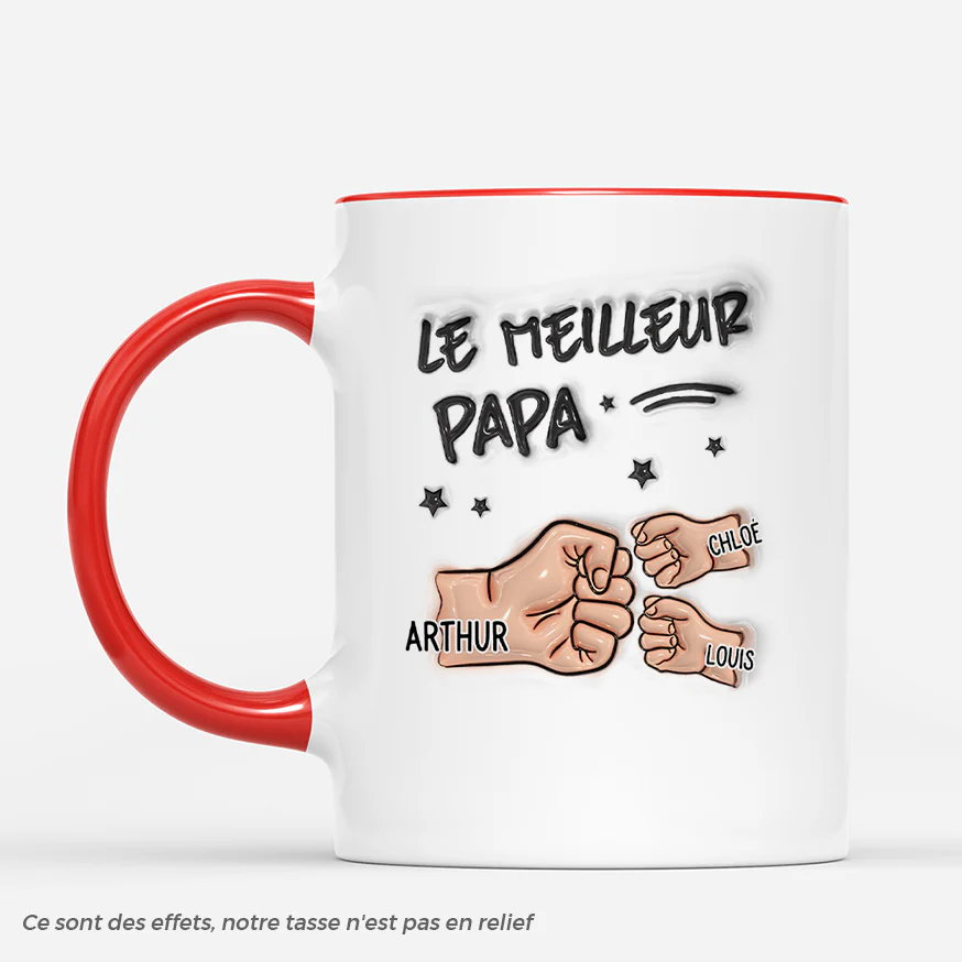 Mug Personnalisé Papa - Le Meilleur Papa Du Monde 3D - Image 2