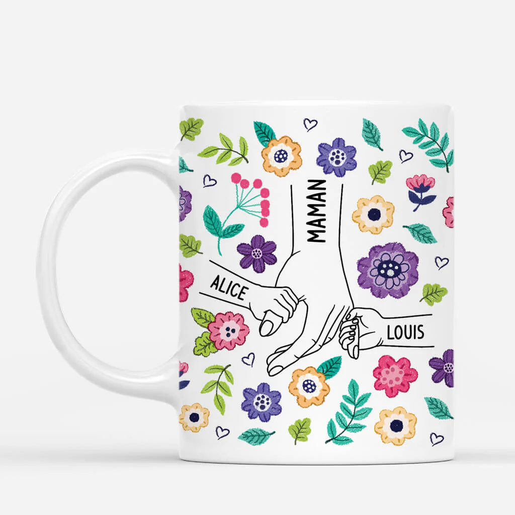 Mug Personnalisé Maman - Fleurs Colorées