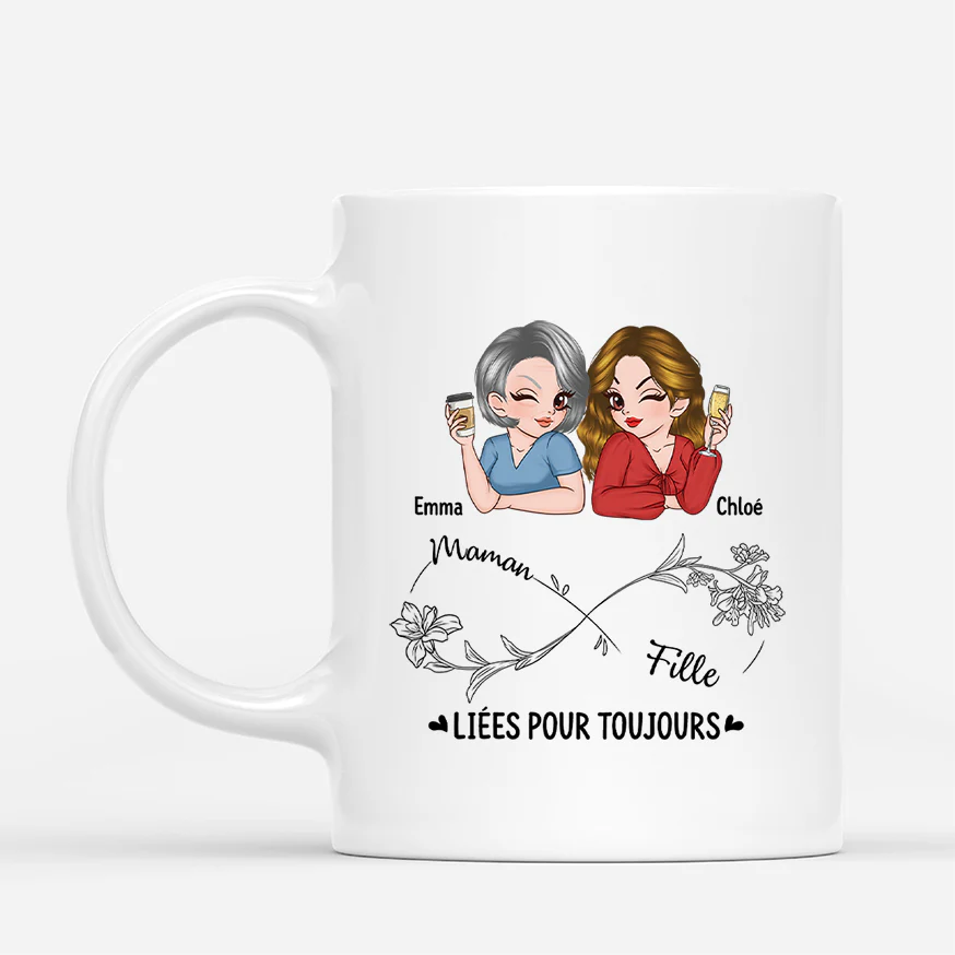 Mug Personnalisé Maman - Liées Pour Toujours Avec Symbole Éternel