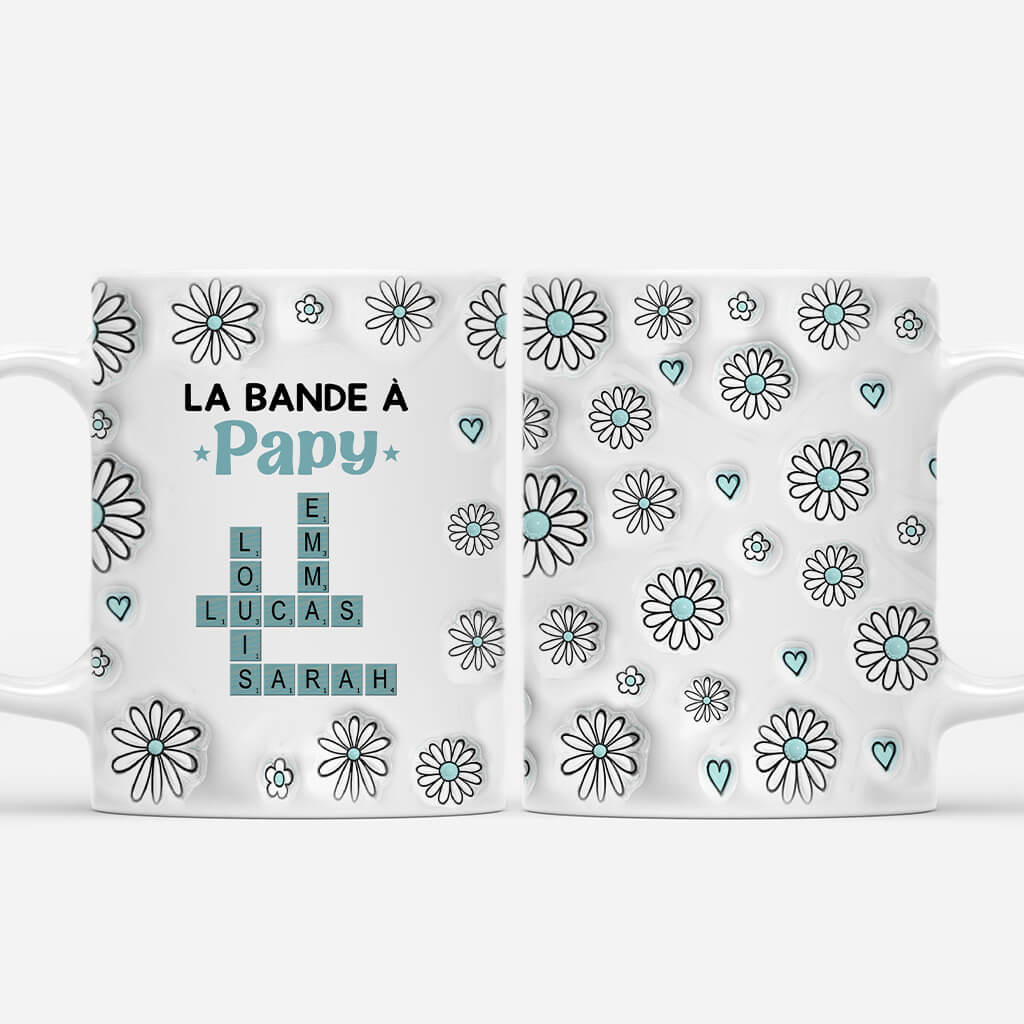 [Effet d'Impression 3D] Mug Personnalisé Mamie - La Bande À Mamie - Fleurs Et Mots-Croisés - Image 2