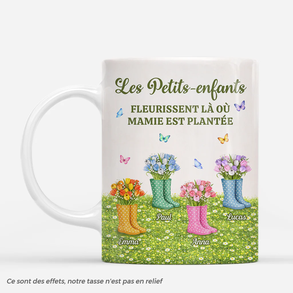 Mug Personnalisé Mamie Maman - Les Petits-enfants Fleurissent