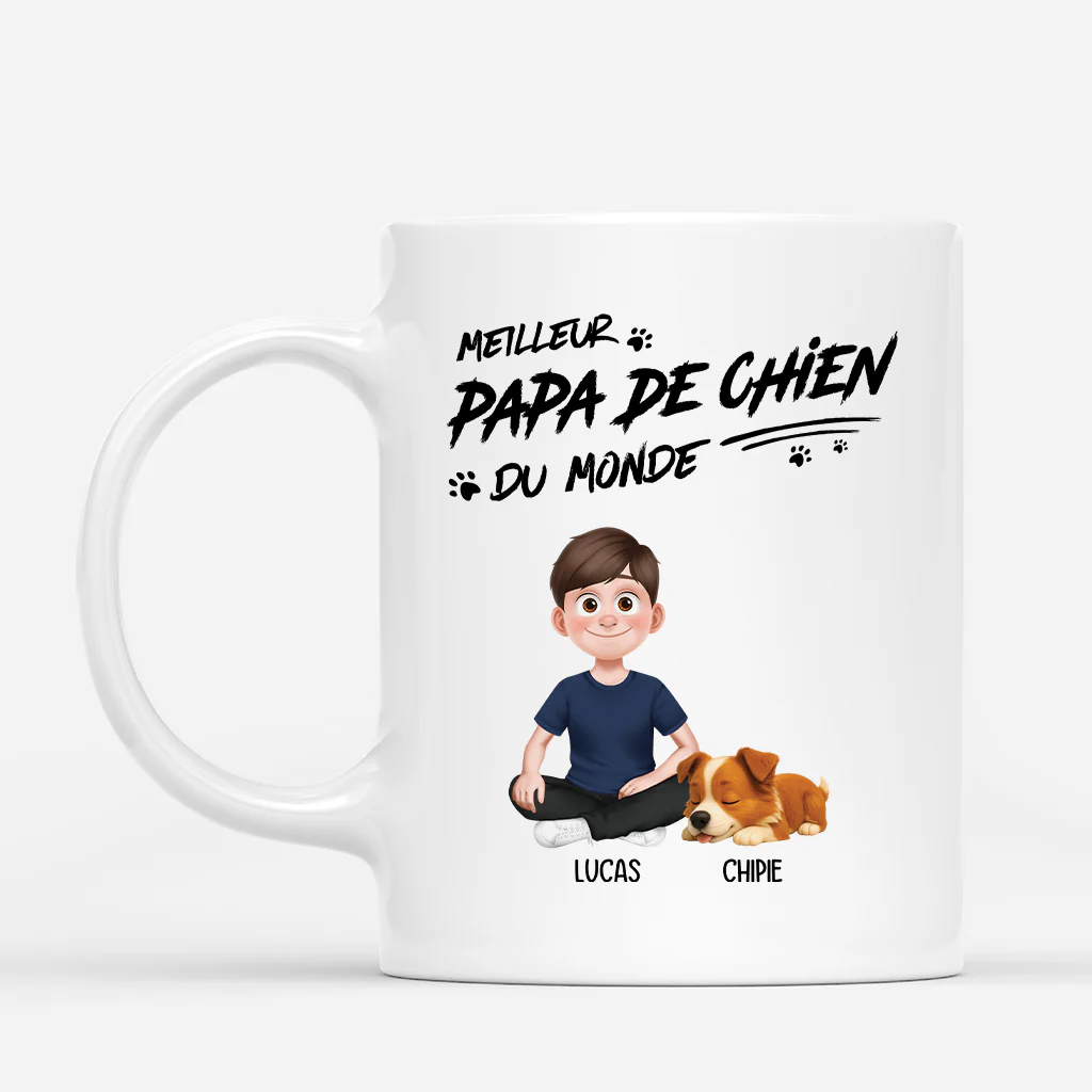Mug Personnalisé Papa - Meilleur Papa Chien Dormant