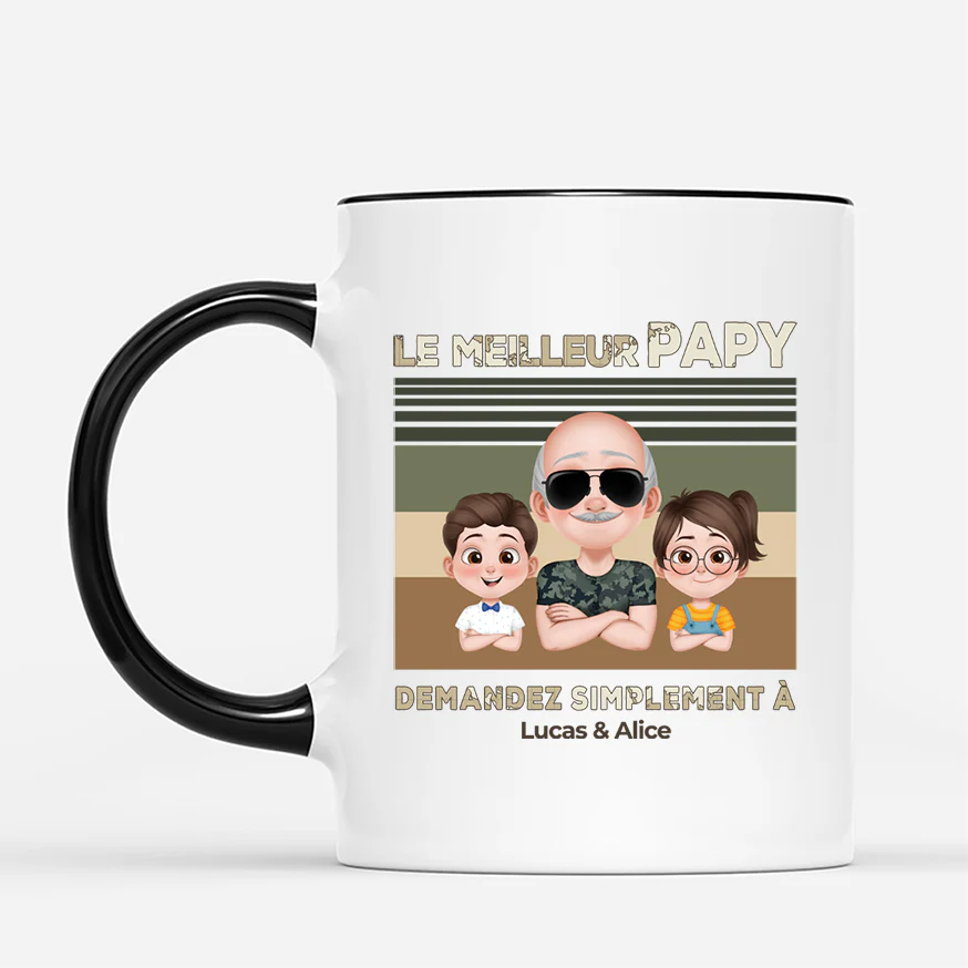 Mug Personnalisé Papa - Meilleur Papa Militaire - Design Cartoon - Image 2