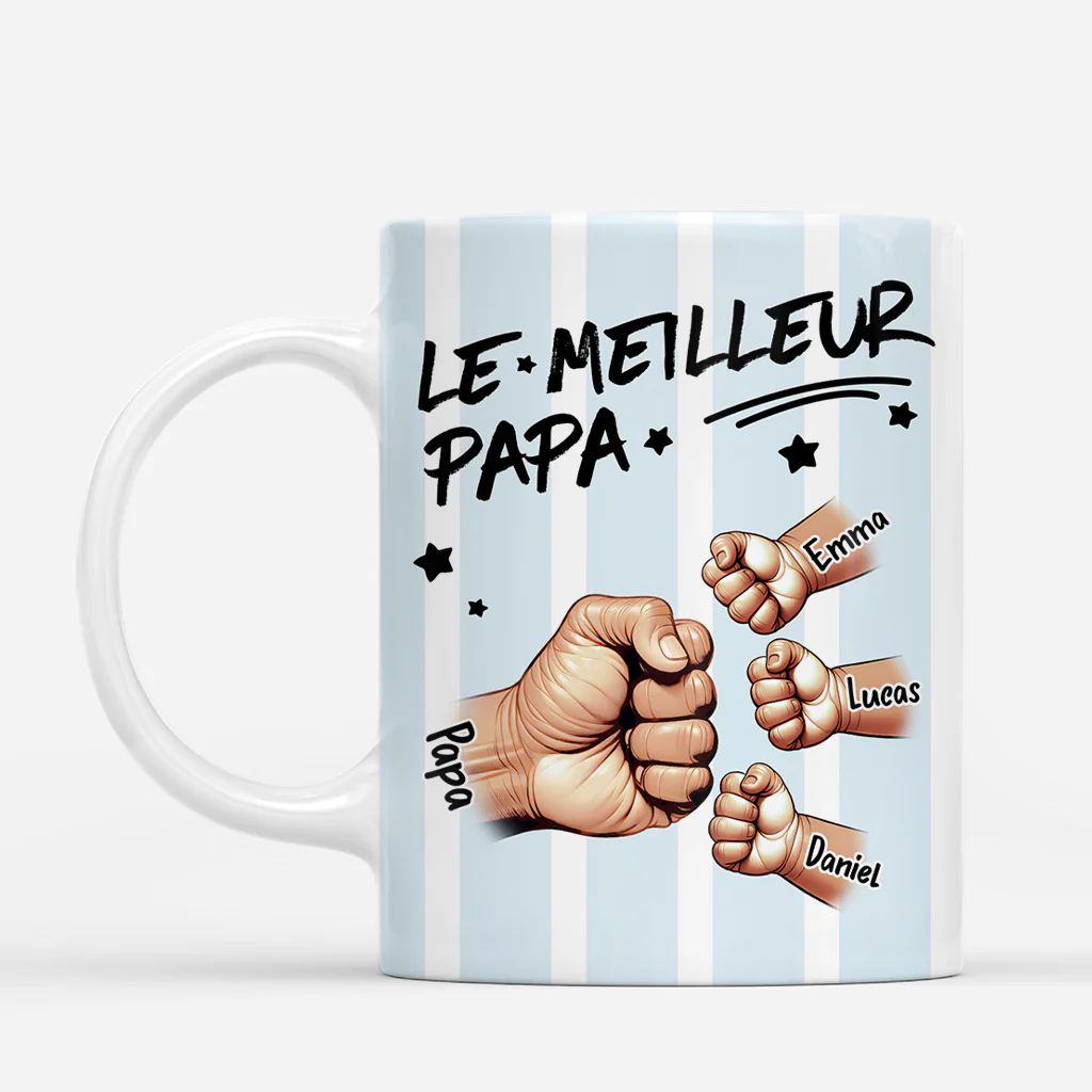 Mug Personnalisé Papa Avec Prénom - Meilleur Papa Meilleur Papy