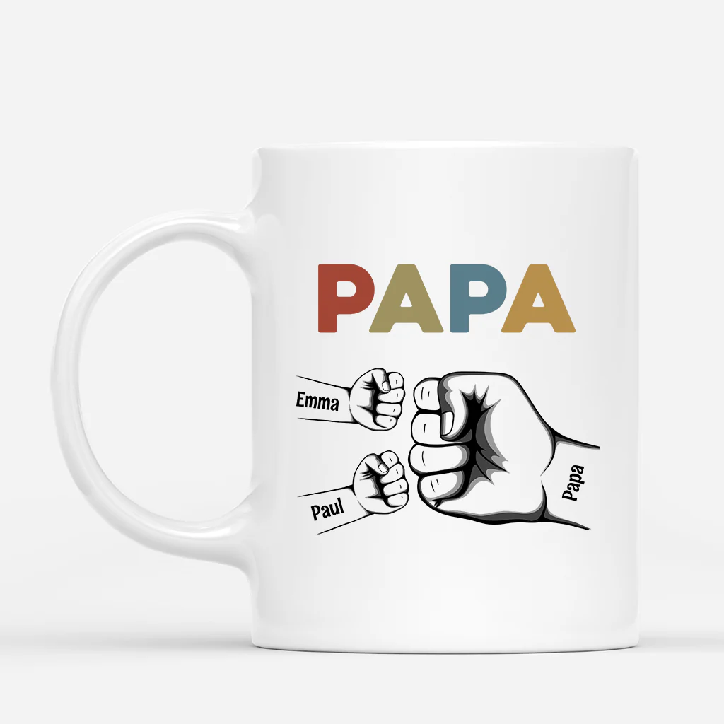 Mug Personnalisé Papa - Papa Coloré Avec Poings