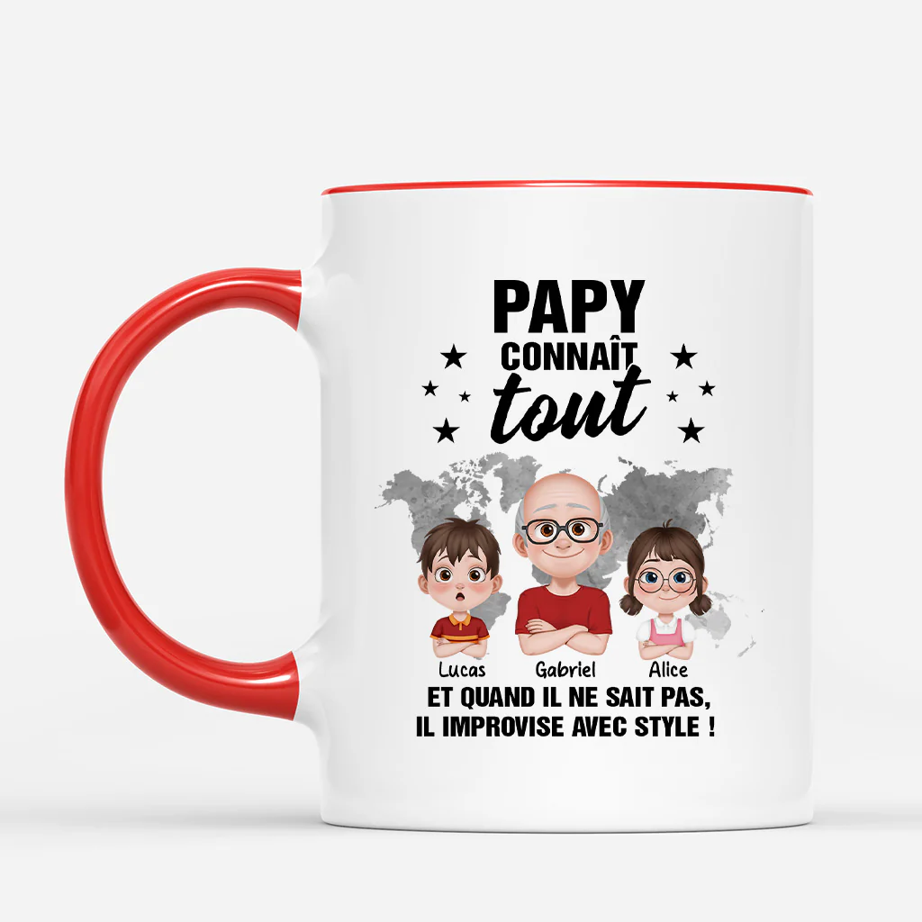 Mug Personnalisé Papa – Papa Connaît Tout - Image 2