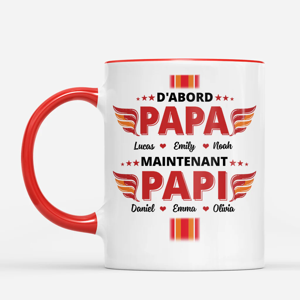 Mug Personnalisé Papa Papi - D'abord Papa Maintenant Papi - Image 2