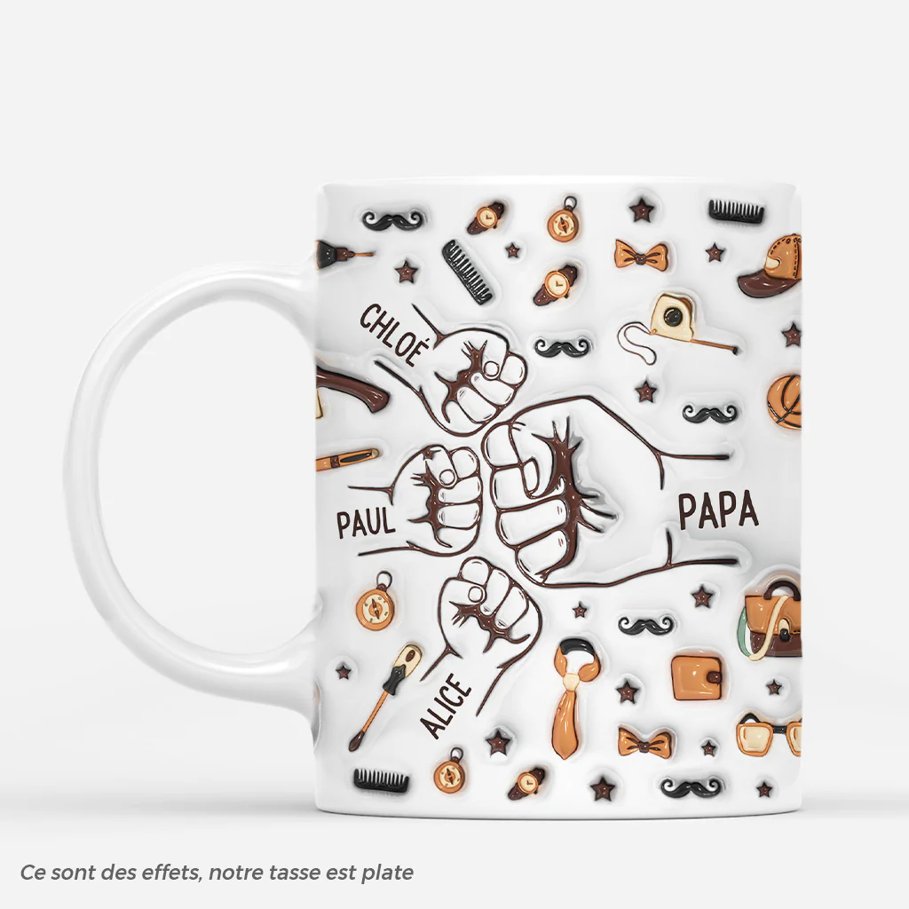 Mug Personnalisé Papa - Papa Papy Depuis - Avec Poings