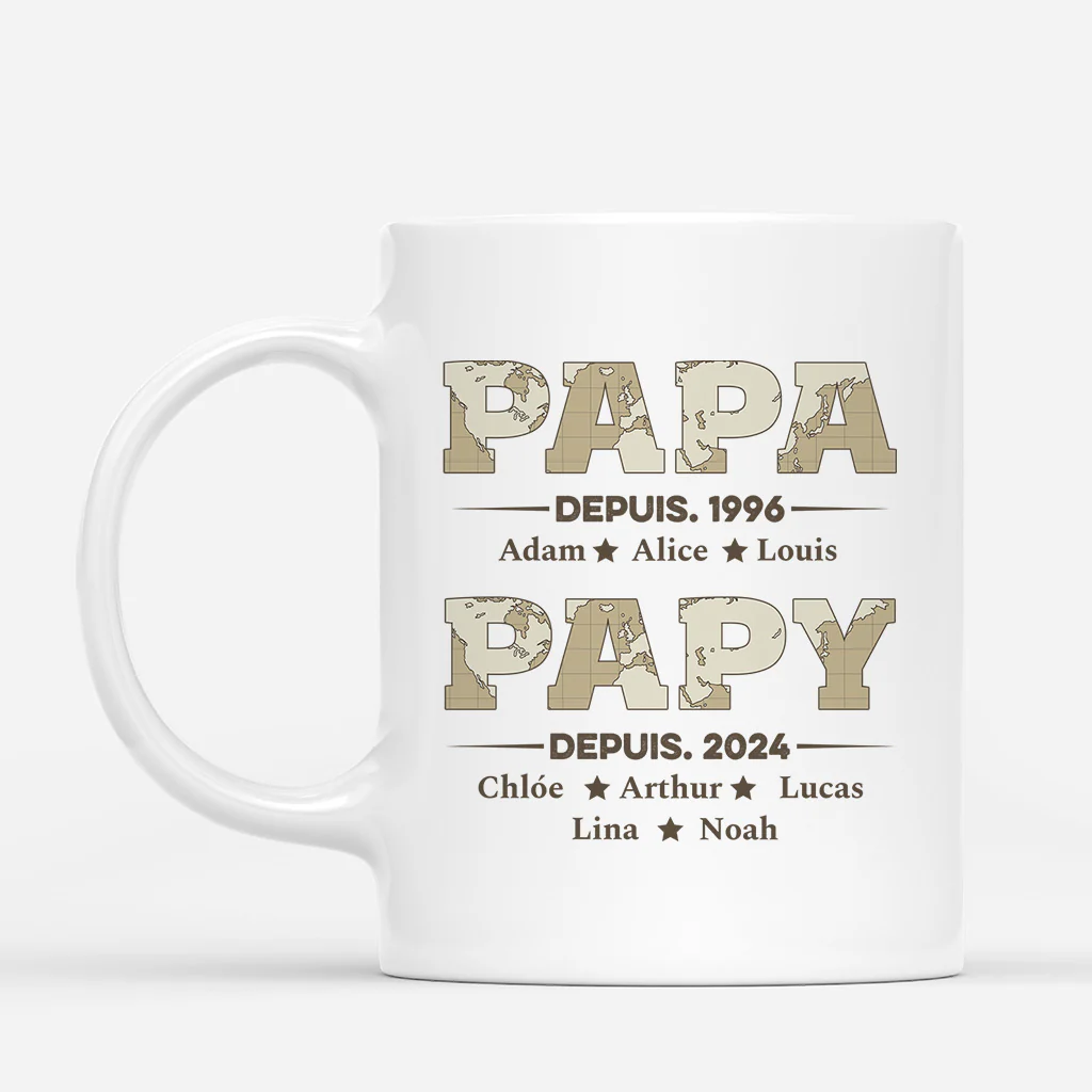 Mug Personnalisé Papa - Papa Papy Depuis - Version Carte