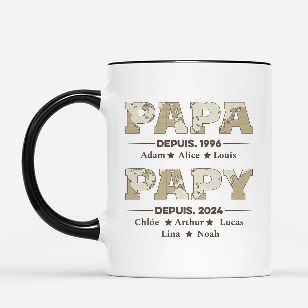 Mug Personnalisé Papa - Papa Papy Depuis - Version Carte - Image 2
