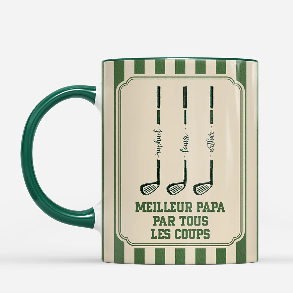 Mug Personnalisé Papa Papy - Meilleur Papa Golfeur Par Tous Les Coups