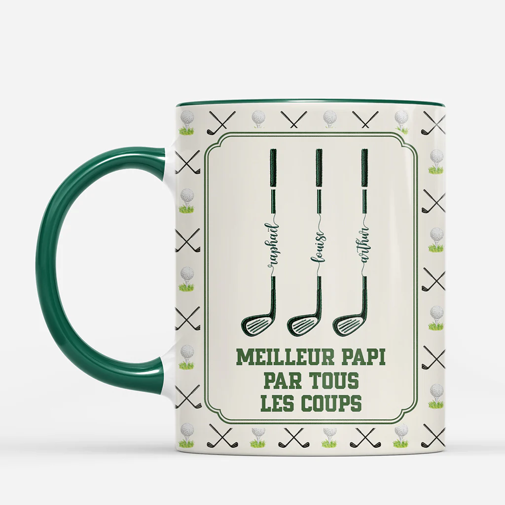 Mug Personnalisé Papa Papy - Meilleur Papa Golfeur Par Tous Les Coups - Image 2