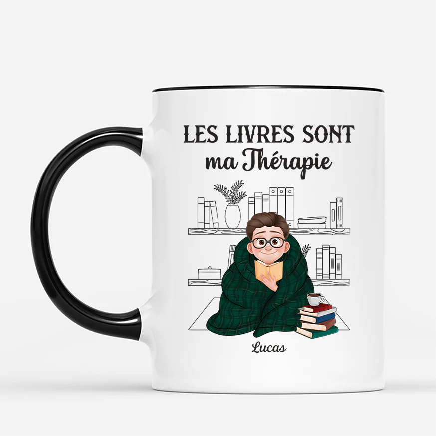 Mug Personnalisé Femme Et Homme - Les Livres Sont Ma Thérapie - Image 2