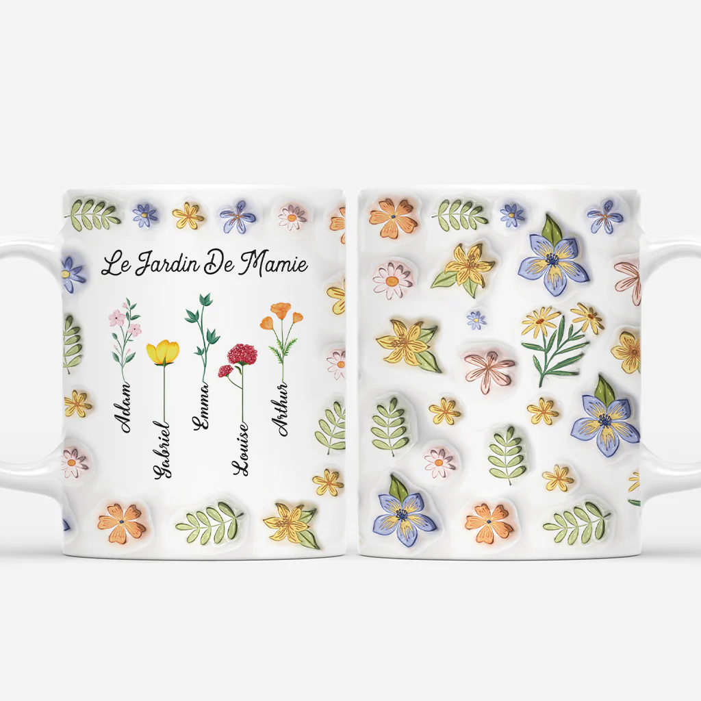 [Effet d'Impression 3D] Mug Personnalisé Maman - Le Jardin De Maman Avec Fleurs - Image 2
