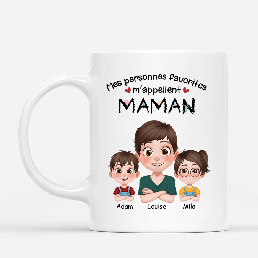 Mug Personnalisé Maman - Mes Personnes Favorites - Design Cartoon