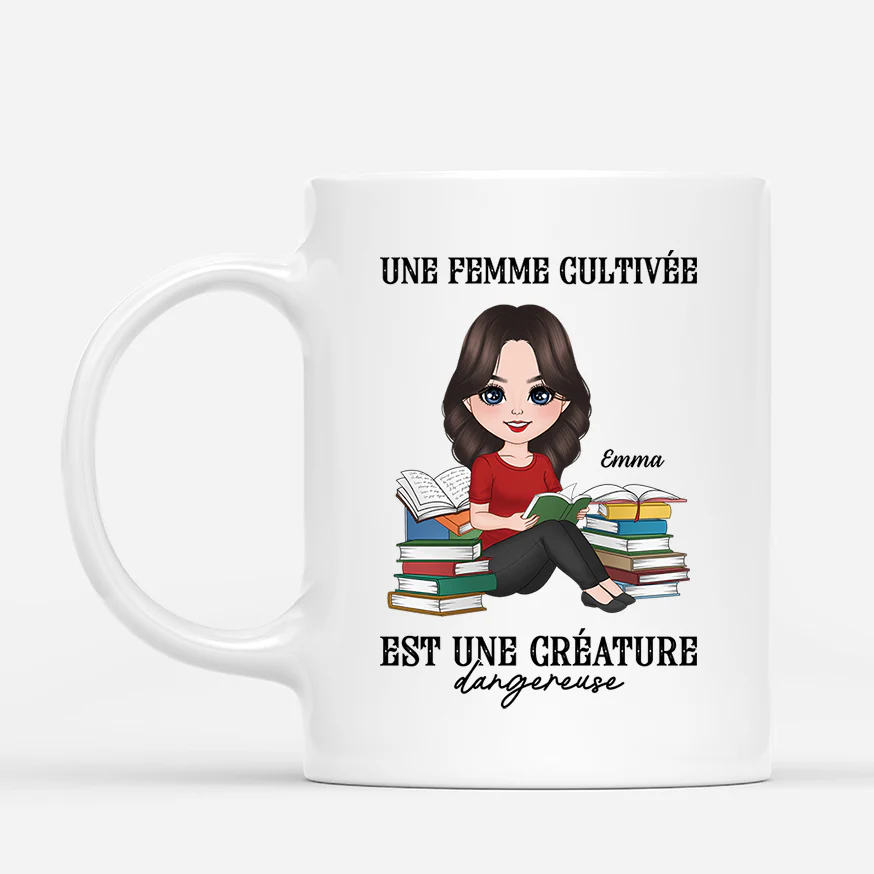 Mug Personnalisé - Une Femme Qui Lit Beaucoup Des Livres