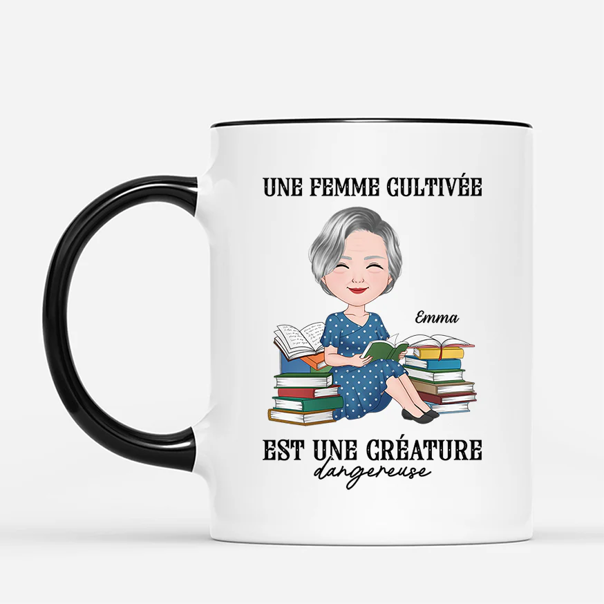 Mug Personnalisé - Une Femme Qui Lit Beaucoup Des Livres - Image 2