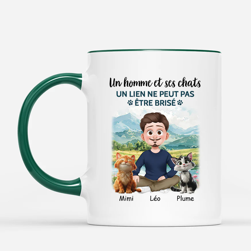 Tasse personnalisée avec chat – Fille et chat tournesol - Image 2