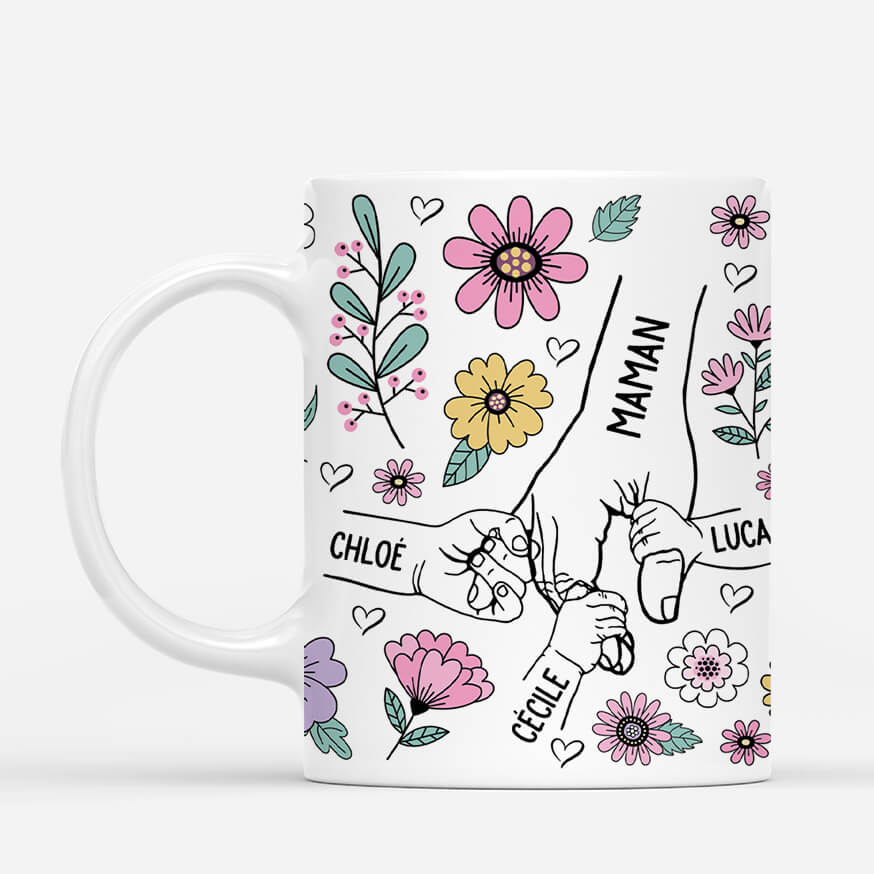 Mug Personnalisé Maman - Fleurs Pâles