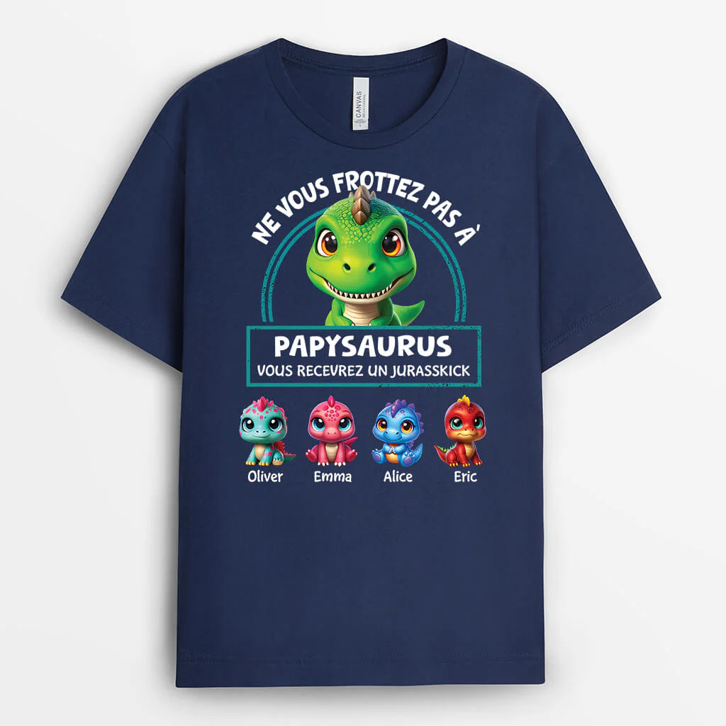 T-shirt Pour Papa Personnalisé - Ne Vous Frottez Pas À Papasaurus - Image 2