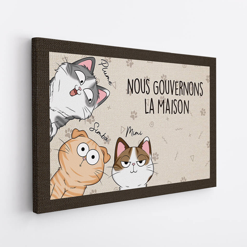 Toile Chat Personnalisé - Nous Gouvernons La Maison - Image 2