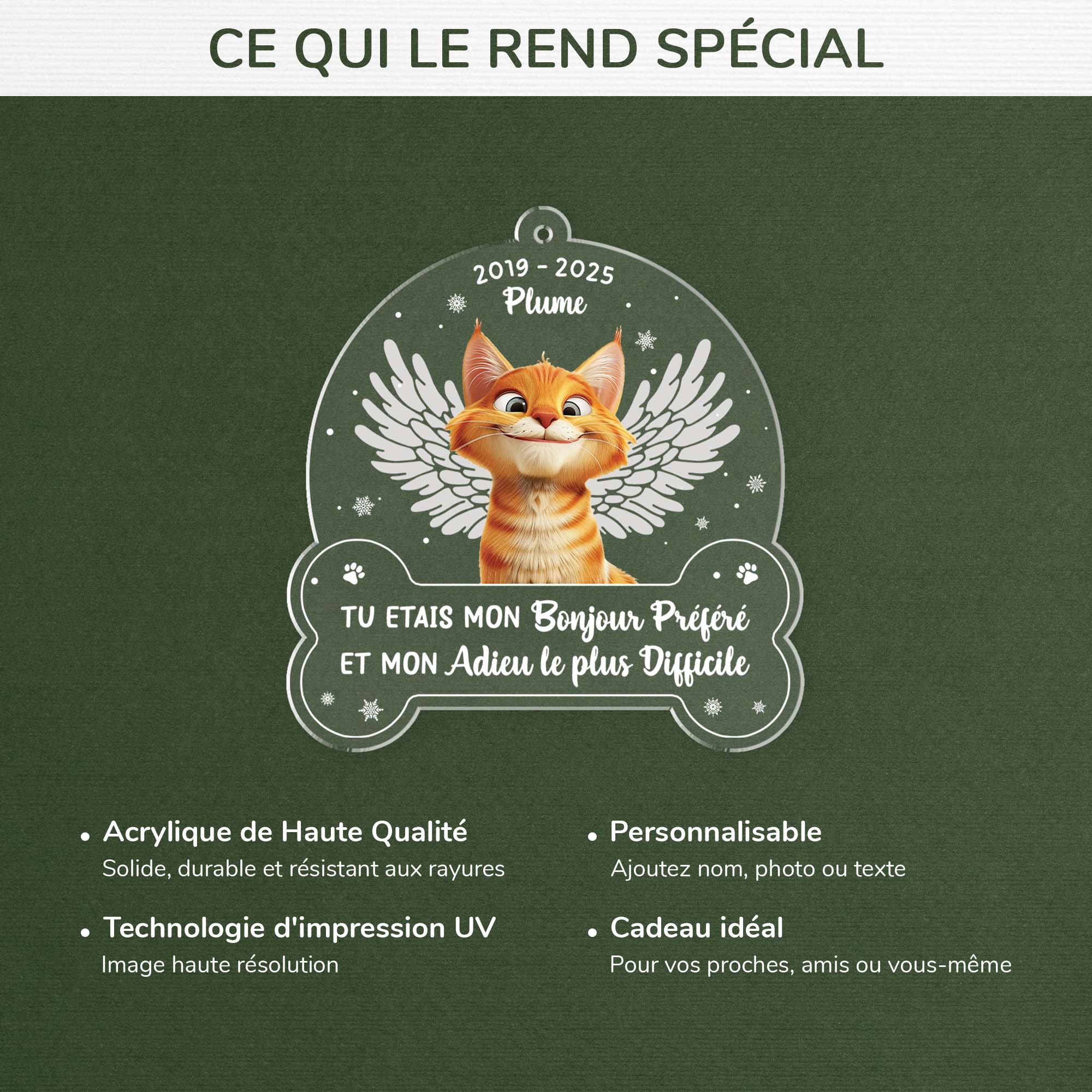 Ornement Acrylique Chat Commémoratif Personnalisé Avec Photo - Mon Adieu Le Plus Difficile - Image 4
